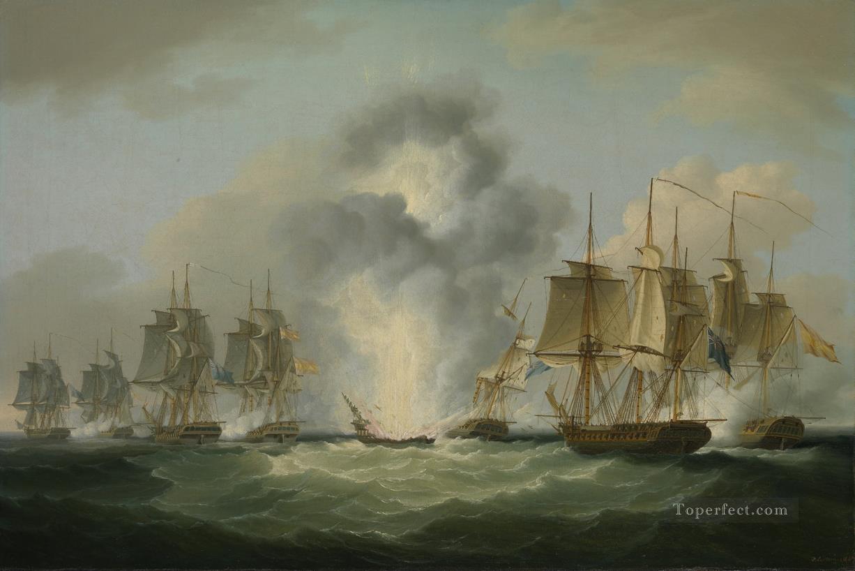 Four frigates capturing Spanish treasure ships 1804 by Francis Sartorius Naval Battles Oil Paintings